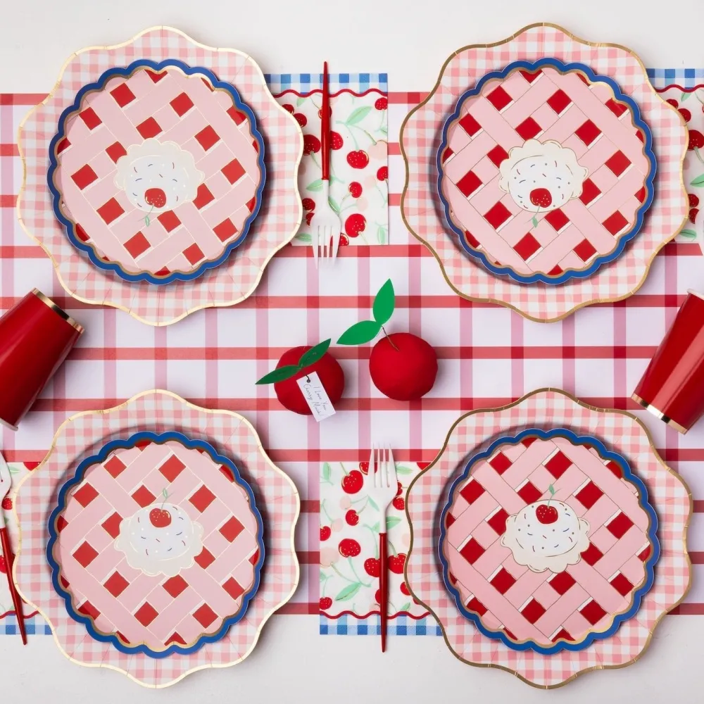 Sale Bonjour Fete Cherry Red Picnic Table Runner