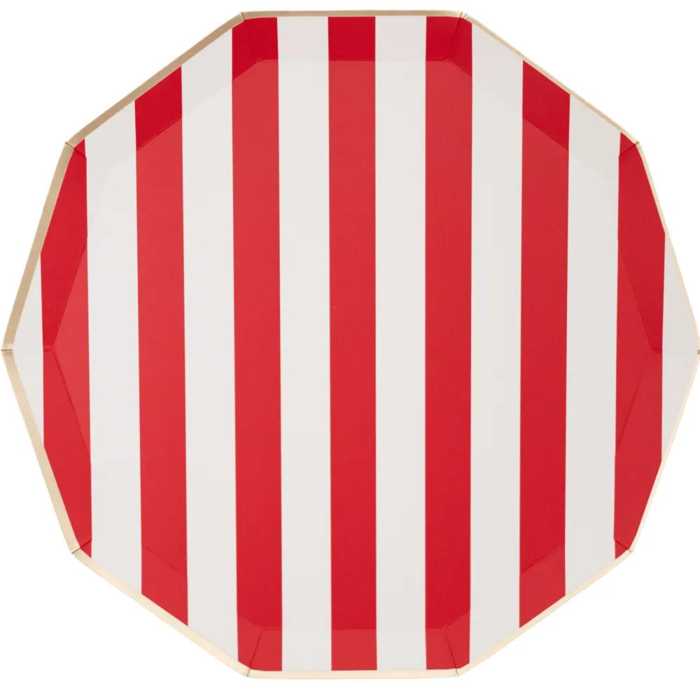 Best Bonjour Fete Cherry Red Signature Cabana Stripe Plates