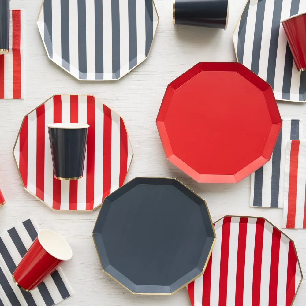 Best Bonjour Fete Cherry Red Signature Cabana Stripe Plates