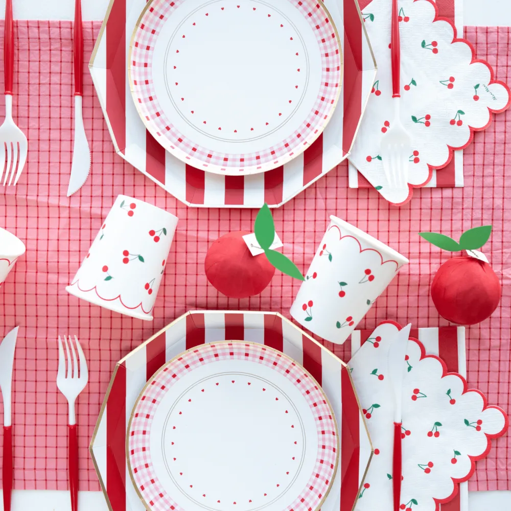 Best Bonjour Fete Cherry Red Signature Cabana Stripe Plates
