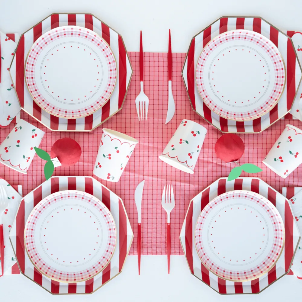 Discount Bonjour Fete Cherry Red Signature Cabana Stripe Guest Towels