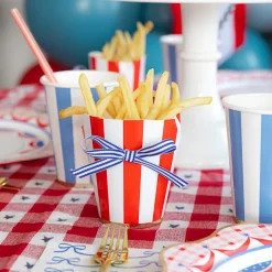 Hot Bonjour Fete Cherry Red Signature Cabana Stripe Cups