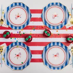 Bonjour Fete Cherry Red Signature Cabana Stripe Table Runner