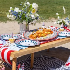 Bonjour Fete Cherry Red Signature Cabana Stripe Table Runner
