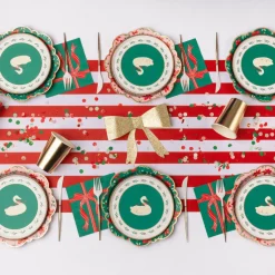 Outlet Bonjour Fete Christmas Floral Green Classic Dinner Plates