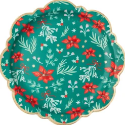 Outlet Bonjour Fete Christmas Floral Green Classic Dinner Plates