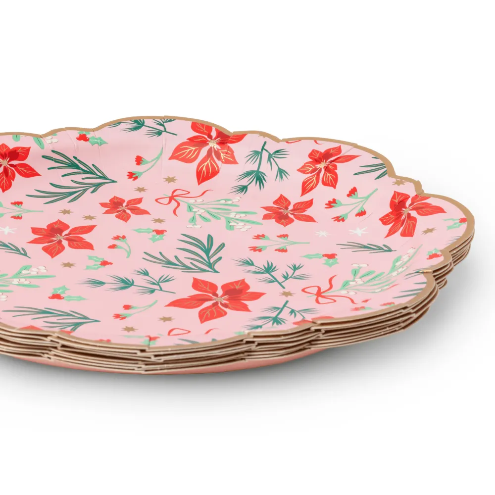 Hot Bonjour Fete Christmas Floral Pink Classic Dinner Plates
