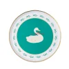 Discount Bonjour Fete Christmas Floral Swan Print Green Small Plates