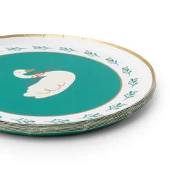 Discount Bonjour Fete Christmas Floral Swan Print Green Small Plates