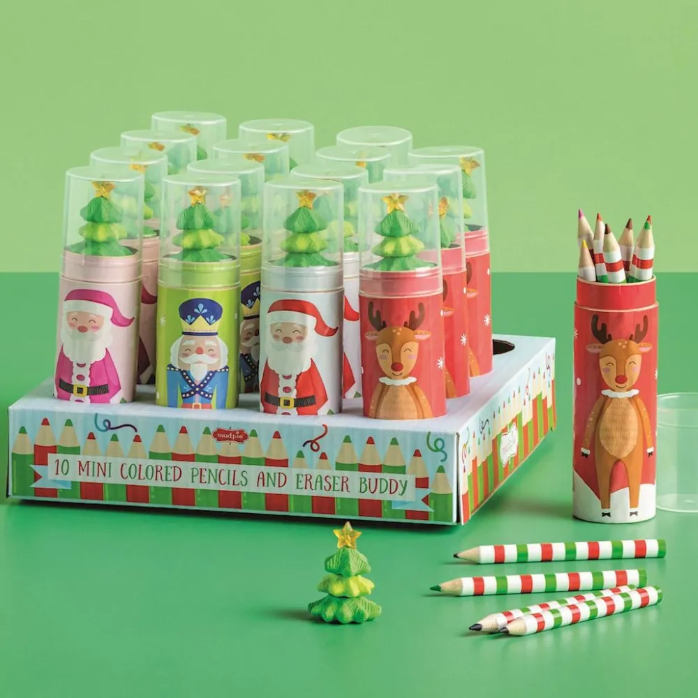 New Mud Pie Christmas Pencil & Eraser Set