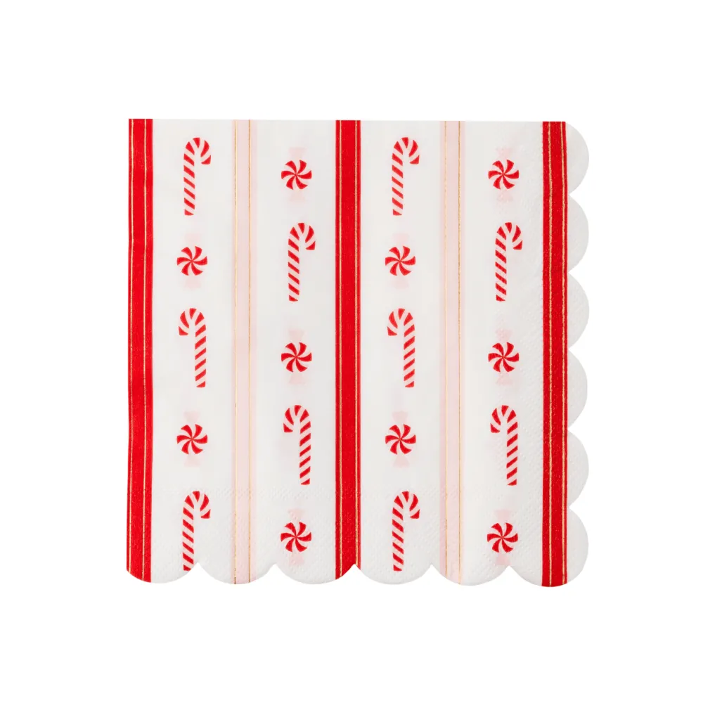 Sale Bonjour Fete Christmas Peppermint Candy Large Scalloped Napkins
