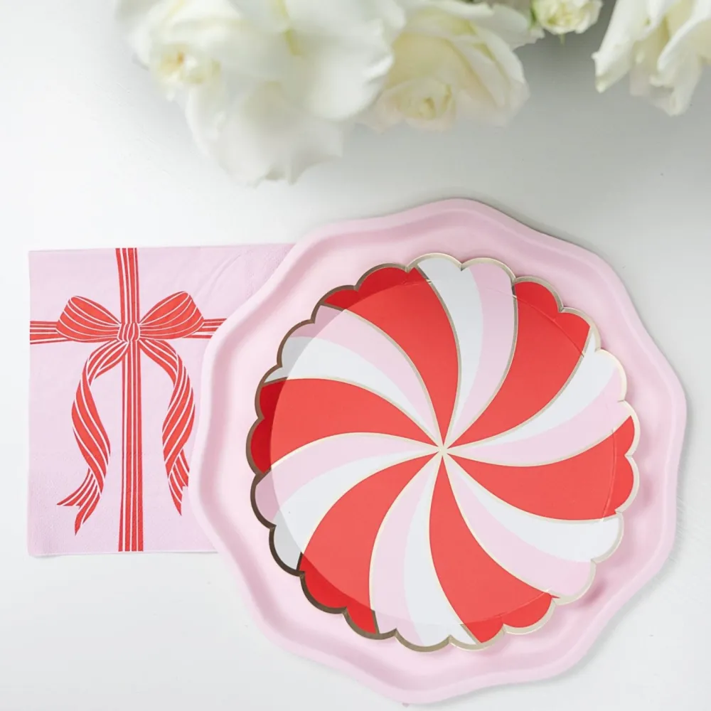 Outlet Bonjour Fete Christmas Peppermint Candy Small Scalloped Plates