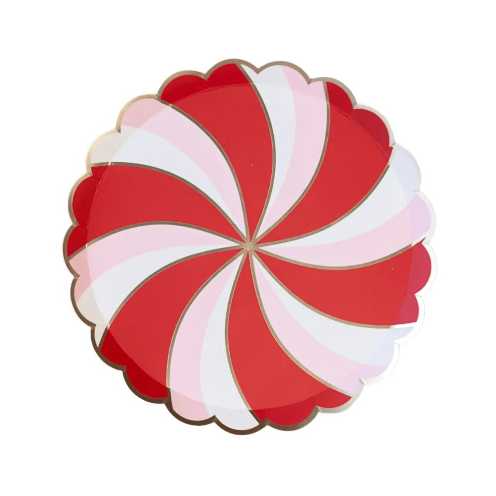 Outlet Bonjour Fete Christmas Peppermint Candy Small Scalloped Plates