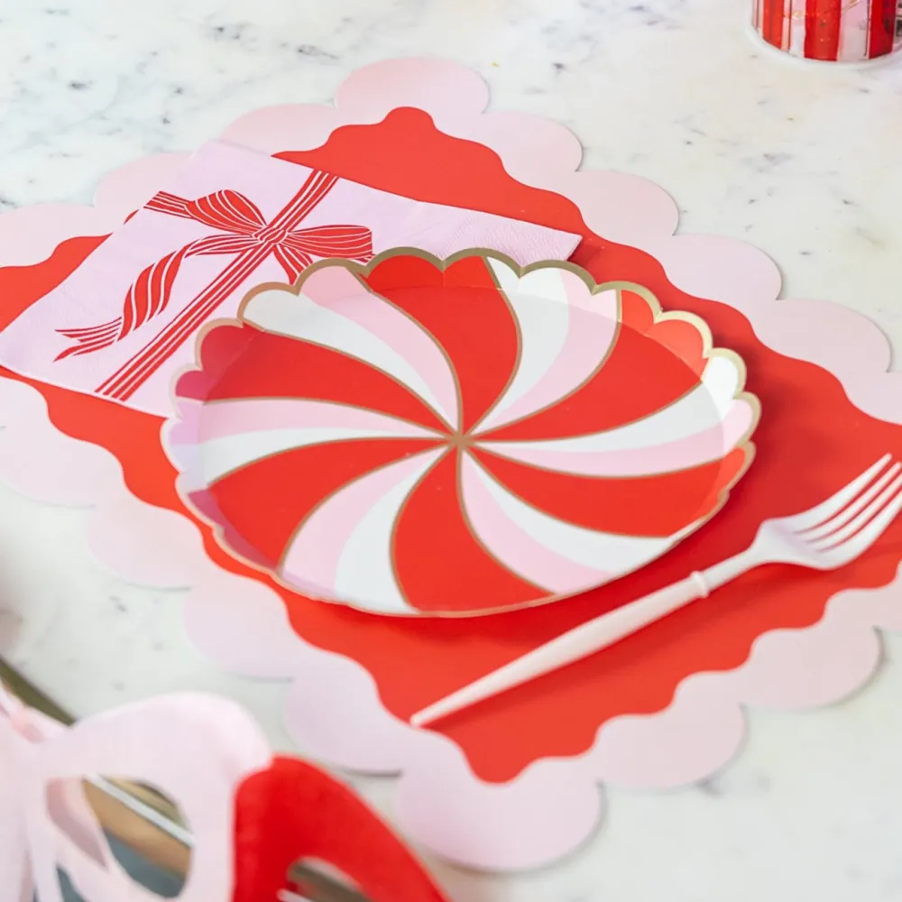 Outlet Bonjour Fete Christmas Peppermint Candy Small Scalloped Plates