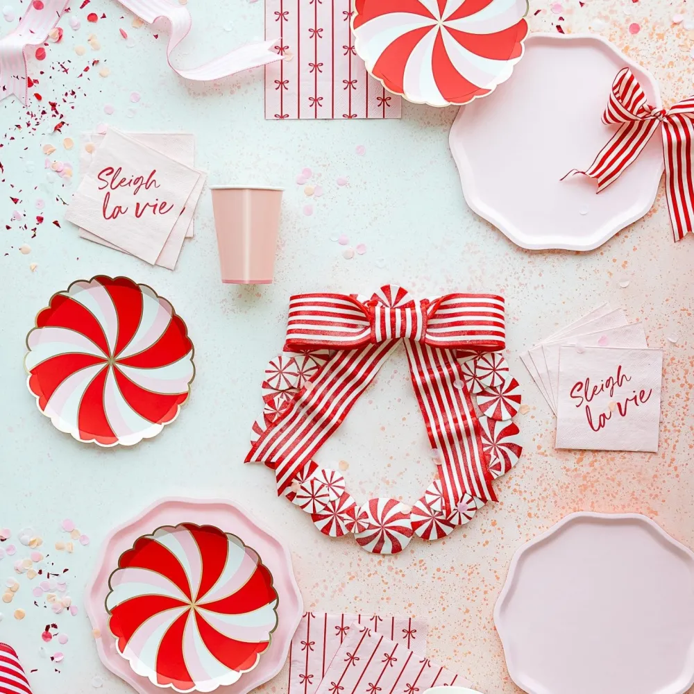 Outlet Bonjour Fete Christmas Peppermint Candy Small Scalloped Plates