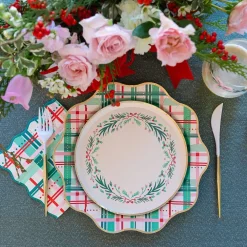 Clearance Bonjour Fete Christmas Plaid Dinner Plates