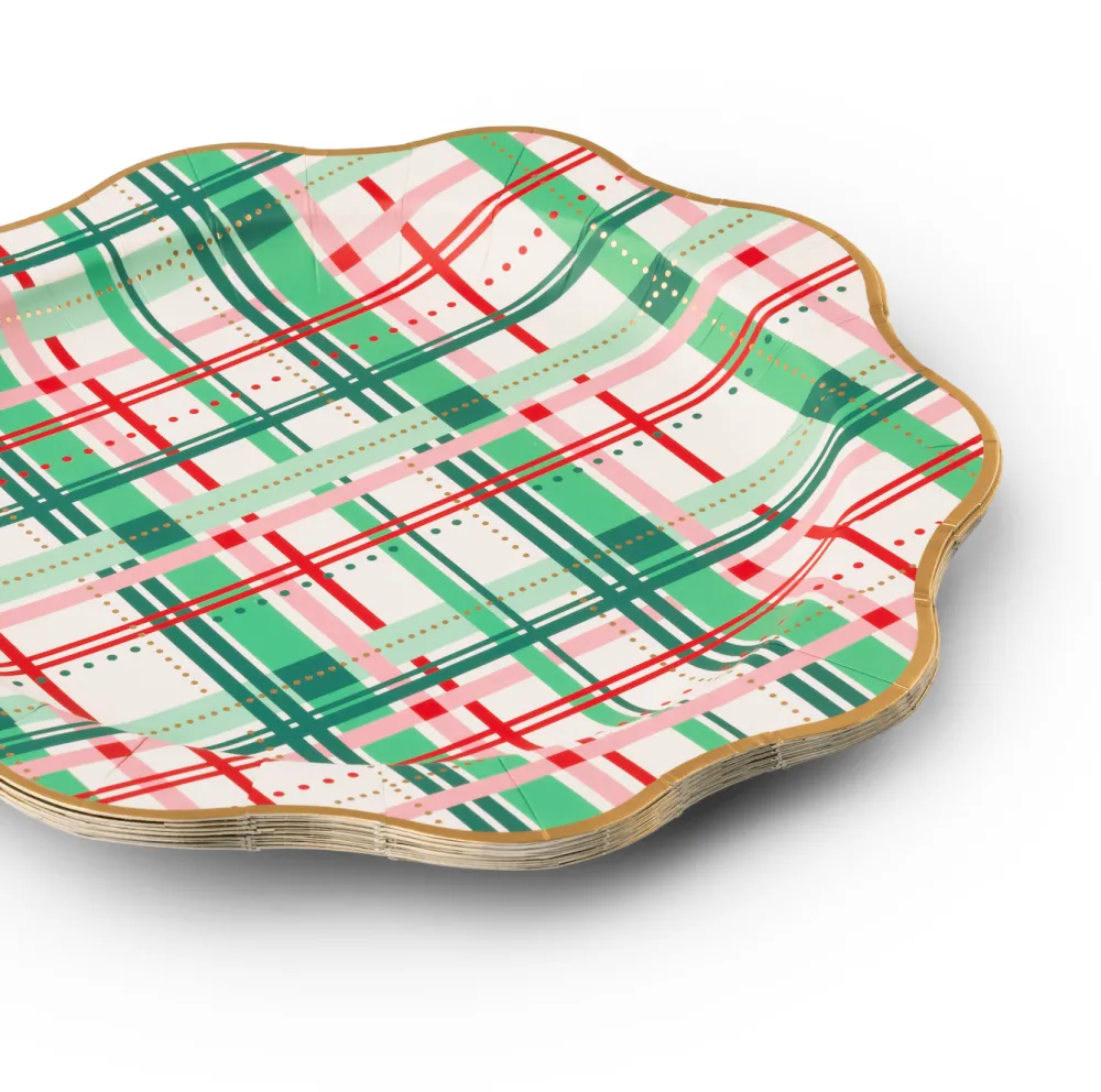 Clearance Bonjour Fete Christmas Plaid Dinner Plates