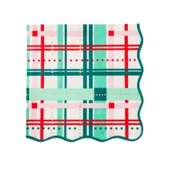 Online Bonjour Fete Christmas Plaid Large Napkins