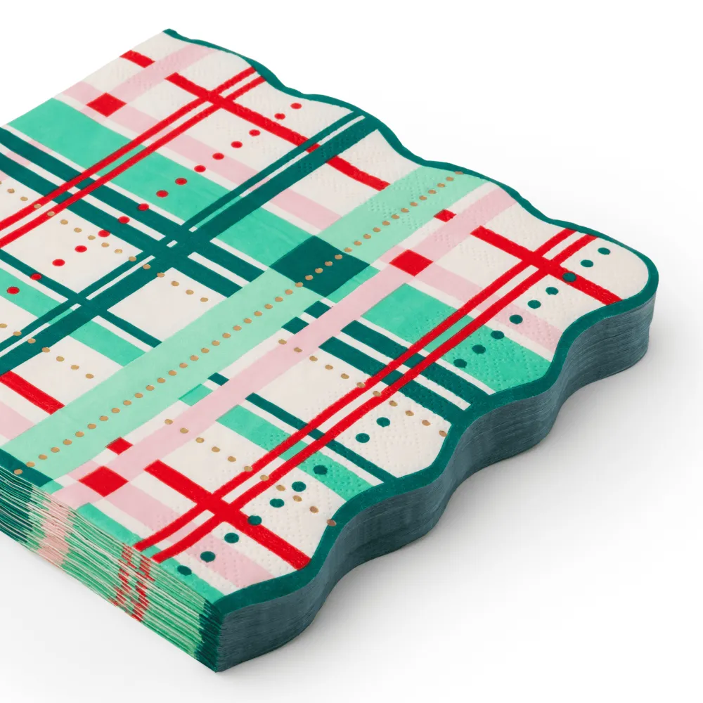 Online Bonjour Fete Christmas Plaid Large Napkins