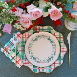 Online Bonjour Fete Christmas Plaid Large Napkins