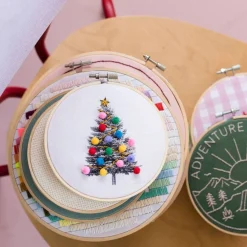 Discount Cotton Clara Craft Kits & Supplies Christmas Tree Embroidery Hoop Kit: Light Blue