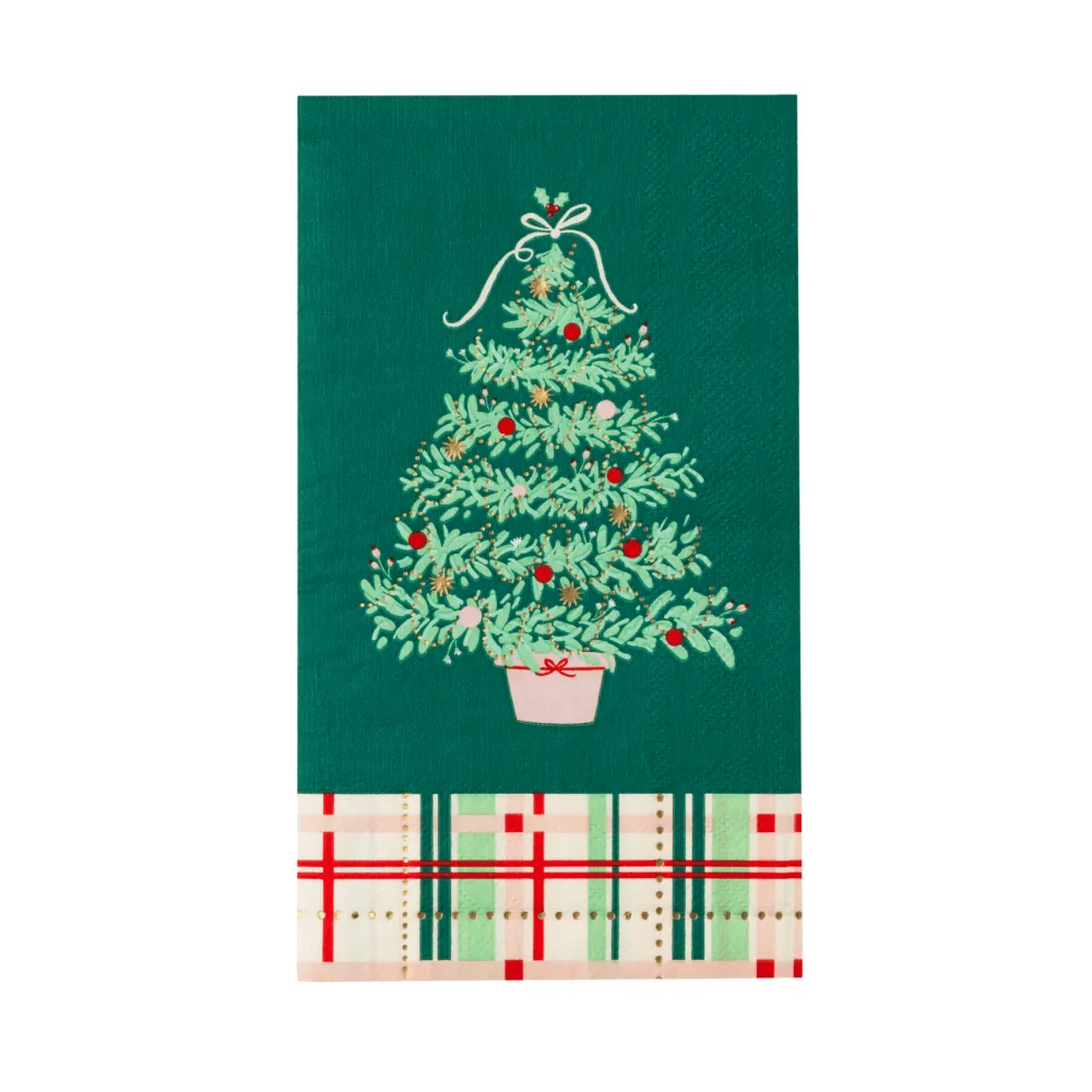 New Bonjour Fete Christmas Tree Plaid Guest Towels