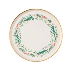 Outlet Bonjour Fete Christmas Wreath Dessert Plates
