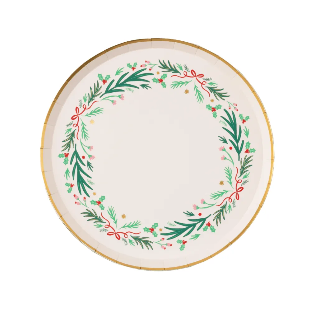Outlet Bonjour Fete Christmas Wreath Dessert Plates