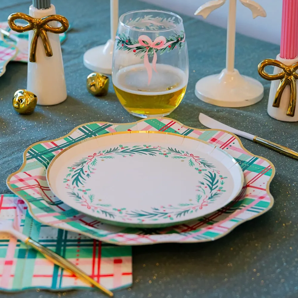 Outlet Bonjour Fete Christmas Wreath Dessert Plates