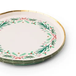 Outlet Bonjour Fete Christmas Wreath Dessert Plates
