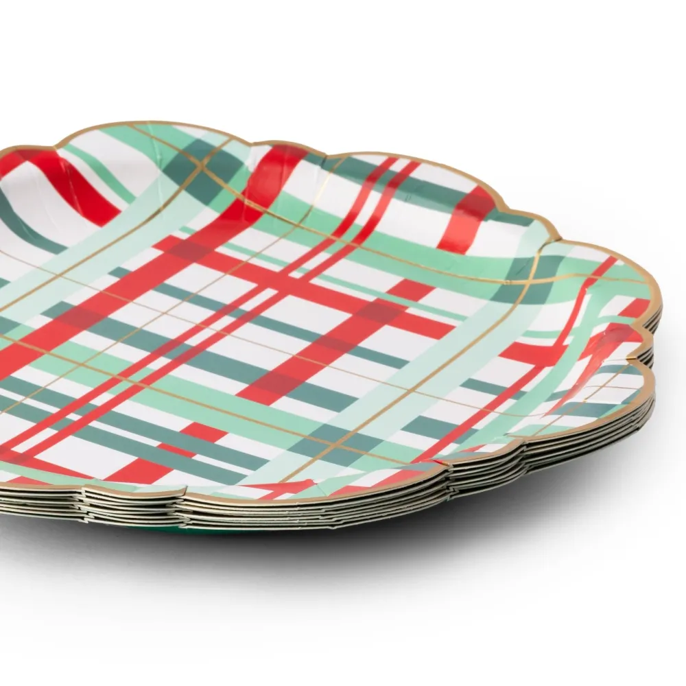 Discount Bonjour Fete Classic Christmas Plaid Dinner Plates
