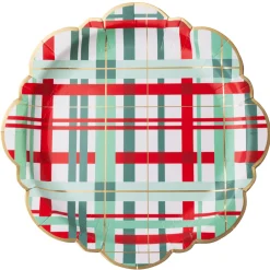 Discount Bonjour Fete Classic Christmas Plaid Dinner Plates