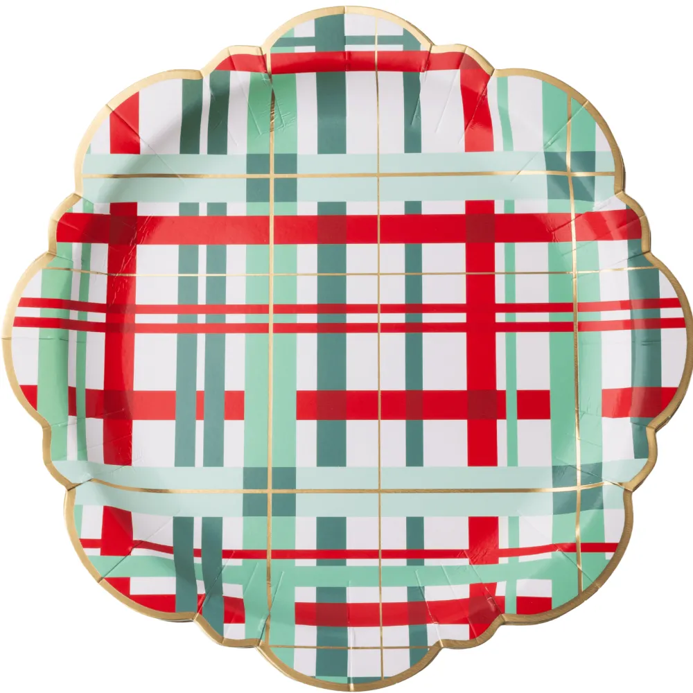 Discount Bonjour Fete Classic Christmas Plaid Dinner Plates