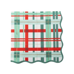 Sale Bonjour Fete Classic Christmas Plaid Large Napkins