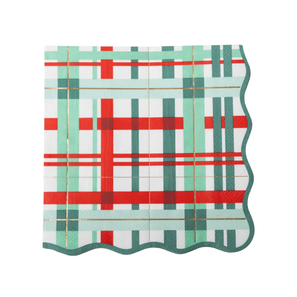 Sale Bonjour Fete Classic Christmas Plaid Large Napkins