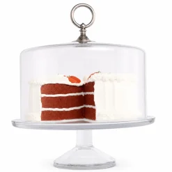 Outlet Vagabond House Classic Pewter Ring Glass Covered Cake / Dessert Stand