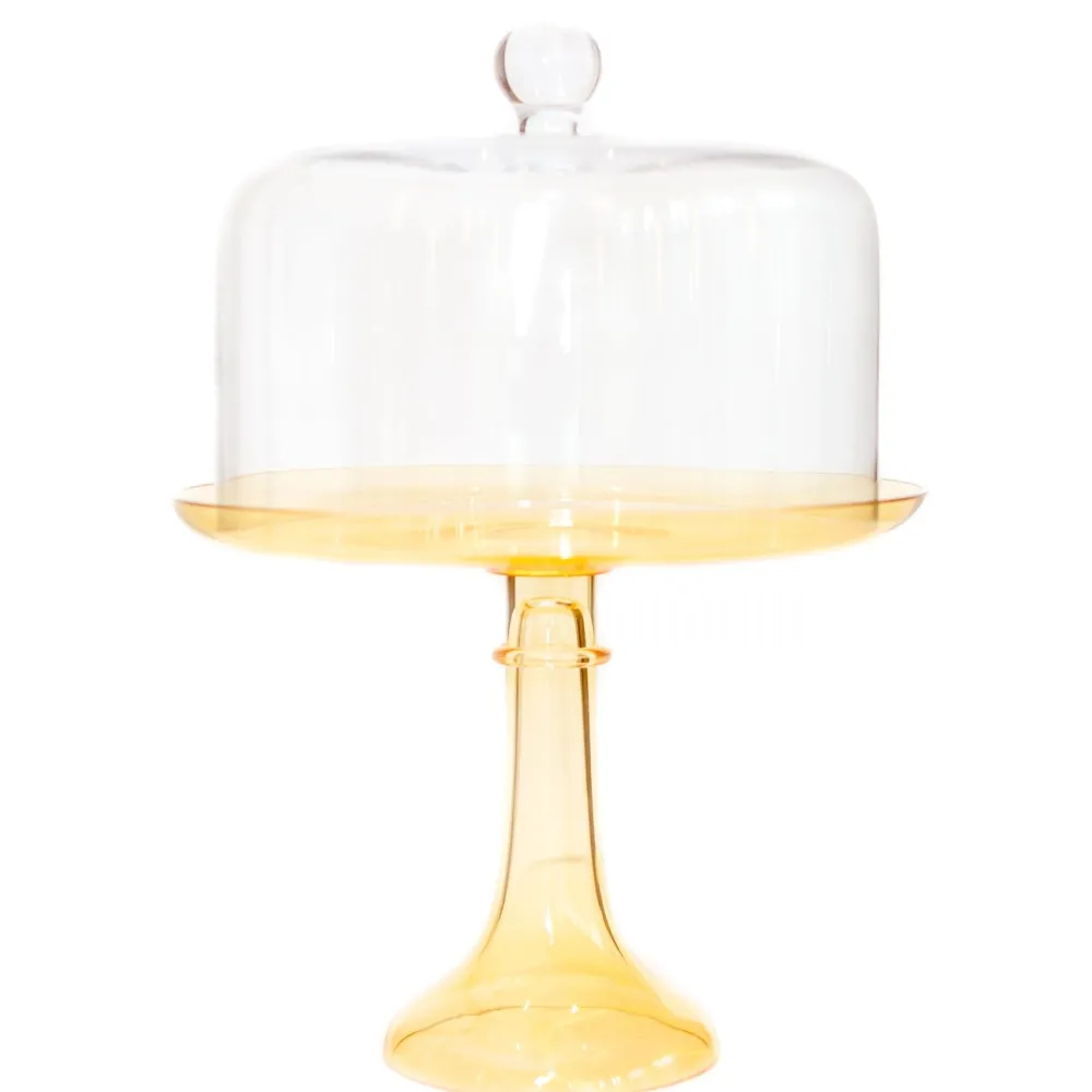 New Estelle Colored Glass Clear Glass Cake Stand Dome