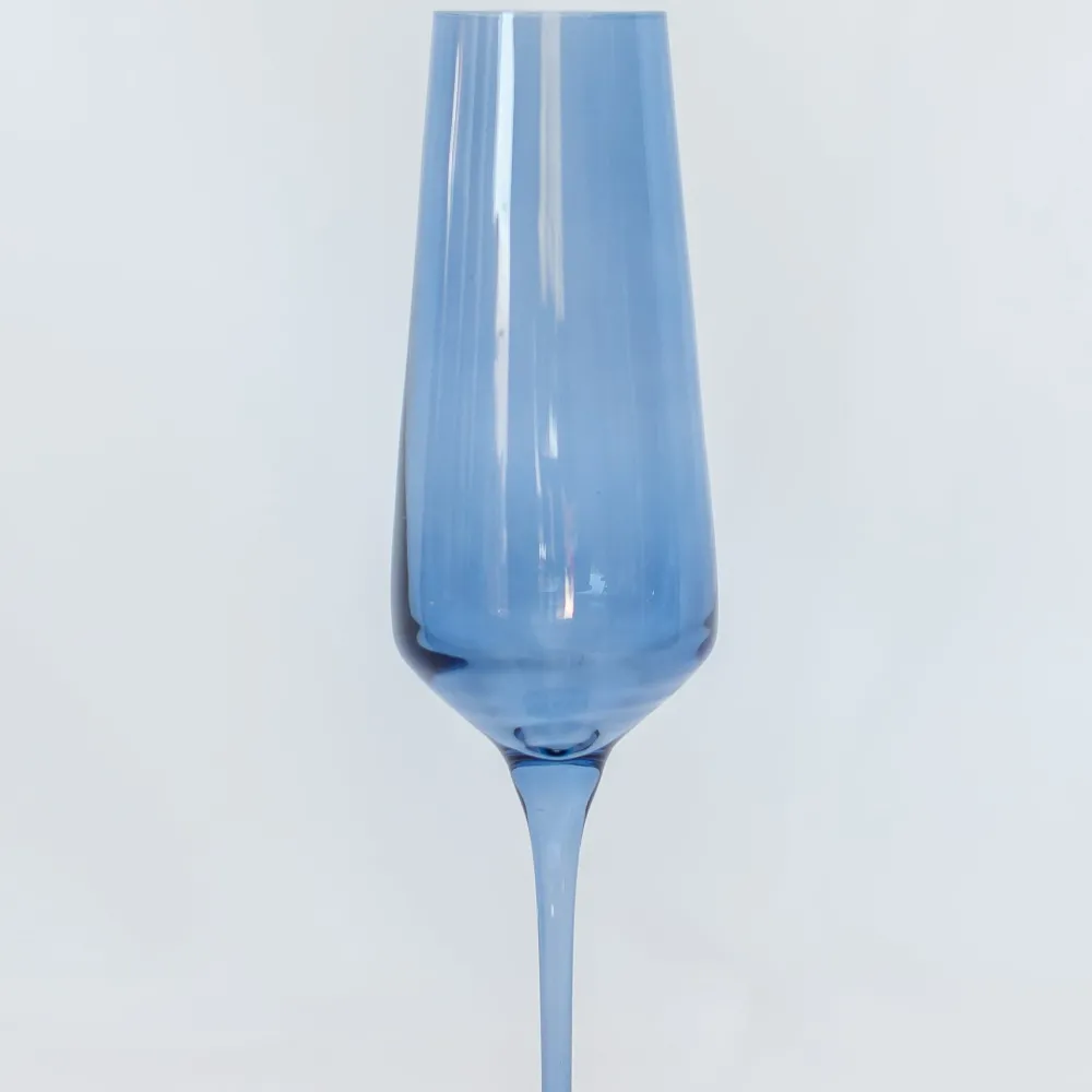 Clearance Estelle Colored Glass Cobalt Blue Champagne Flute Set