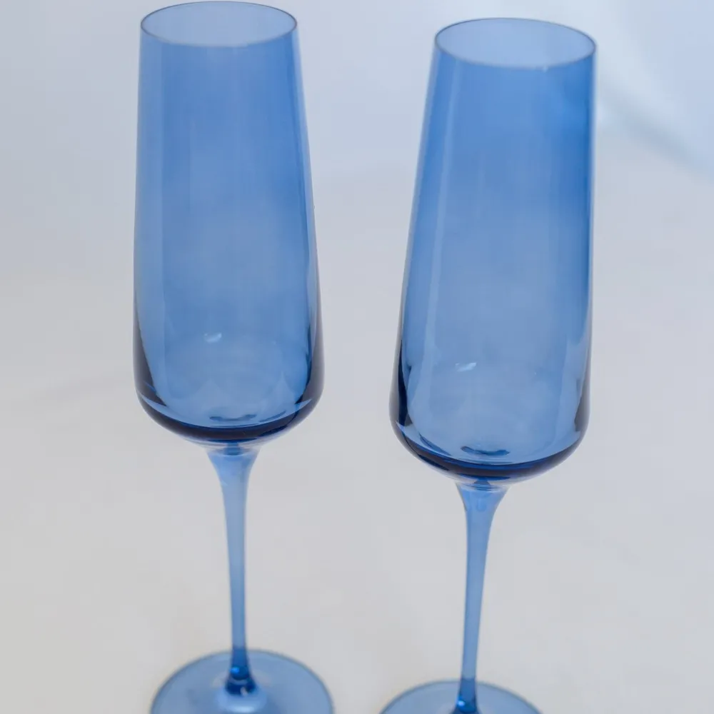 Clearance Estelle Colored Glass Cobalt Blue Champagne Flute Set