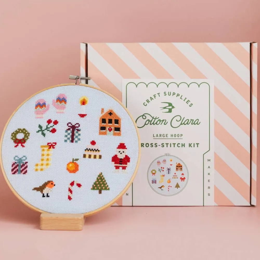 Sale Cotton Clara Craft Kits & Supplies Colorful Beginner Christmas Cross Stitch Kit