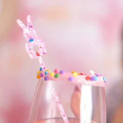 Online Packed Party Confetti Bunny Acrylic Drink Stirrers (4 ct)