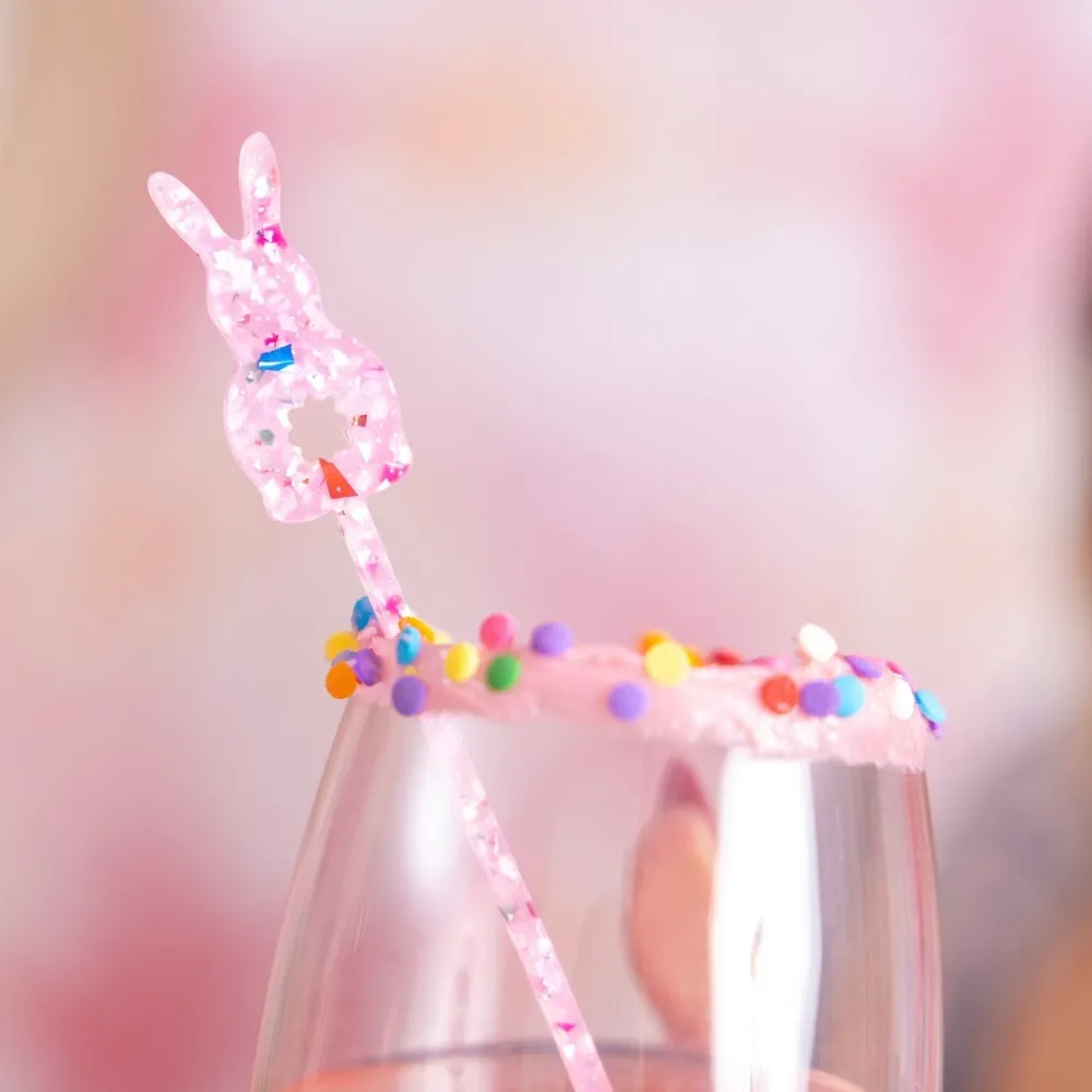 Online Packed Party Confetti Bunny Acrylic Drink Stirrers (4 ct)