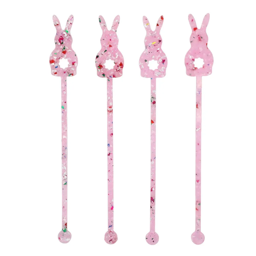 Online Packed Party Confetti Bunny Acrylic Drink Stirrers (4 ct)