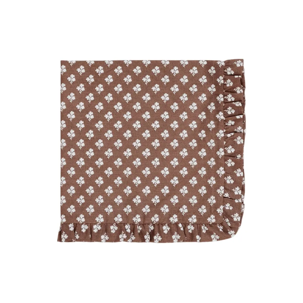 New Trudie Constance Chocolate Ruffled Dinner Napkins - Set of 4