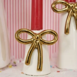 Outlet Accent Decor Coquette Gold Bow Candle Holder