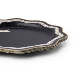 Bonjour Fete Elegant Black & White Bow Dinner Plates