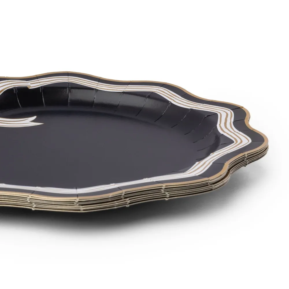 Bonjour Fete Elegant Black & White Bow Dinner Plates