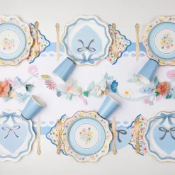 Best Bonjour Fete Elegant Blue & Gold Bow Dinner Plates