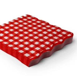 Clearance Bonjour Fete Elegant Cherry Red Gingham Dinner Napkins