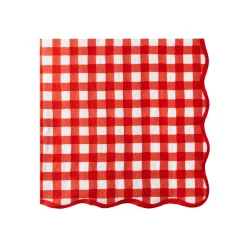 Clearance Bonjour Fete Elegant Cherry Red Gingham Dinner Napkins